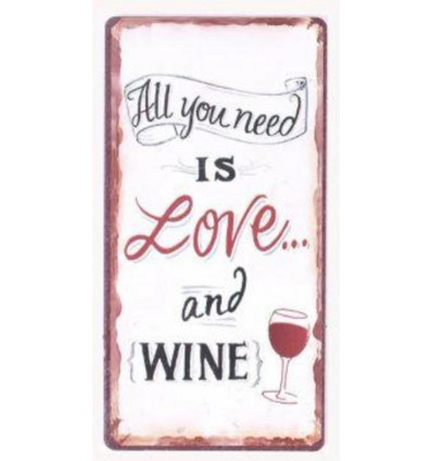 Magneet - All you need is love and wine 5x10cm