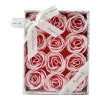 Mathilde M- Doosje m/12 roosjes wit/roze - parfum rose