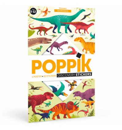 POPPIK Educatieve poster met stickers - Dinosaurussen (6/12j.)