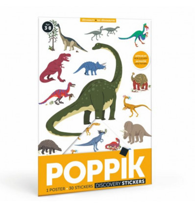 POPPIK Educatieve poster met stickers - mini Dinosaurussen (3/8j.)