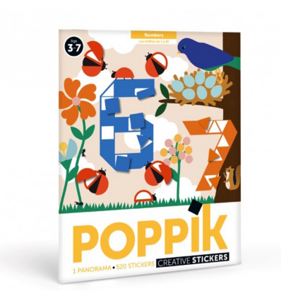 POPPIK Educatieve poster met stickers - panorama 123 nummers (3/7j.)