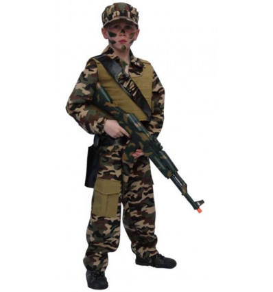 Verkleed kostuum ACT. FORCE m/pet & acc.- 128 militair leger