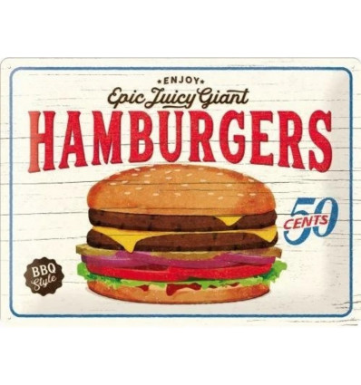 Tin sign 30x40cm - Hamburgers