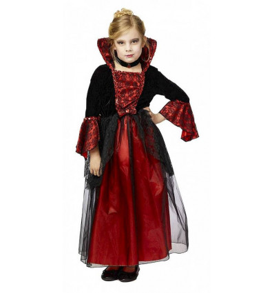 Kostuum Prinses rood/zwart - 152