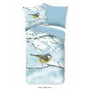 GOODMORNING Dekbedovertrek flanel - 240x220cm - vogel besneeuwde tak l.blauw