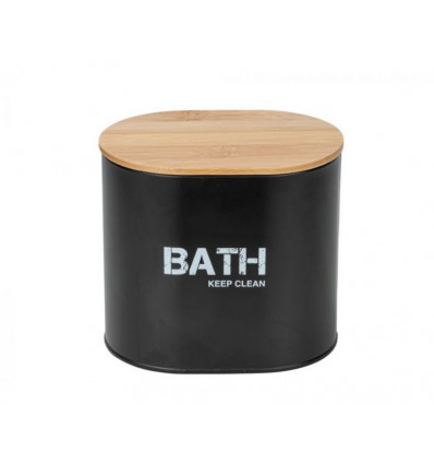 Wenko GARA Box zwart Bath met bamboe deksel ovaal