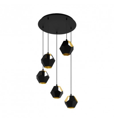 Eglo RASIGURES Hanglamp - H1500 E27 5x28W - zwart/goud TU UC