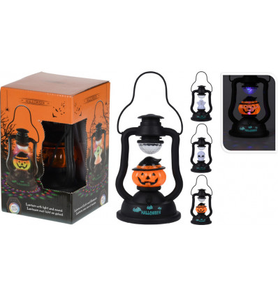 Lantaarn met halloween deco - LED 120x120x200mm (prijs per stuk)