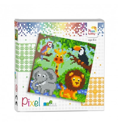 PIXEL - Set 4 kleine platen - dierenrijk