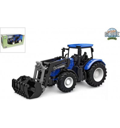KidsGlobe tractor freewheel + frontlader 27cm - blauw