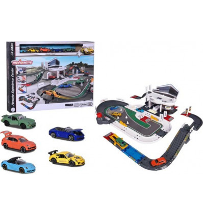 MAJORETTE Porsche Experience center + 5 voertuigen - garage speelset