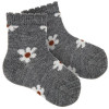 CONDOR Sokken merino wol bloem - licht grijs - 6m