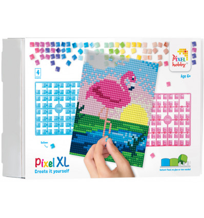 PIXEL - XL set 4 basisplaten - Flamingo