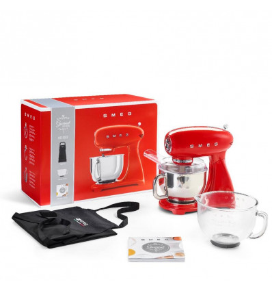 SMEG Keukenmachine met mengkom glas en accessoires - rood limited edition