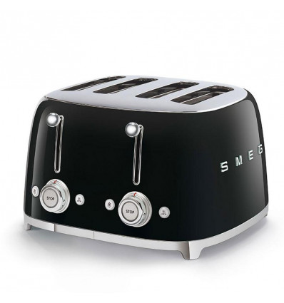 SMEG broodrooster 4x4 - zwart toaster voor 4 sneden 4 gleuven