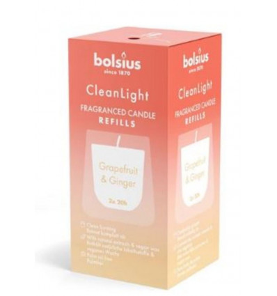 BOLSIUS Geurnavulling 20u - 2stuks grapefruit/ ginger