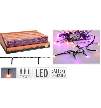 LED 30lampjes op batterij - oranje/paars (batt. niet inbegrepen)