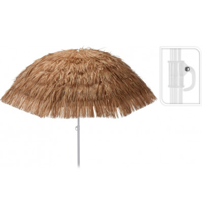PRO BEACH Raffia parasol - 180cm - bruin
