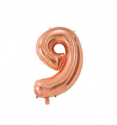 FIESTA Folie ballon '9'- 66cm- roze goud
