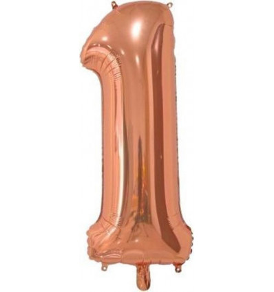 FIESTA Folie ballon '1'- 66cm- roze goud