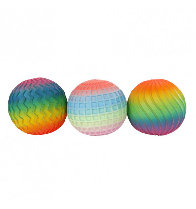 Fidget bal ribbel squeeze 7cm - rainbow ass. (prijs per stuk)
