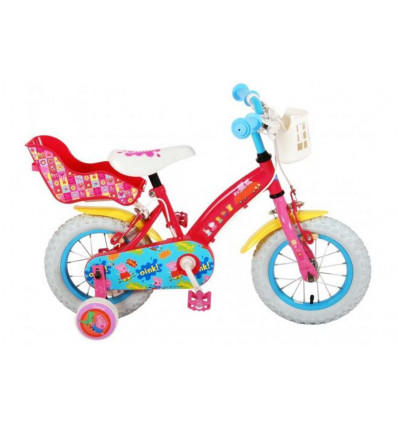 VOLARE Peppa Pig fiets 12inch - roze/ blauw