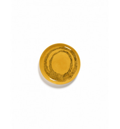 OTTOLENGHI Feast bord - M 22.5cm - sunny yellow swirl dots zwart