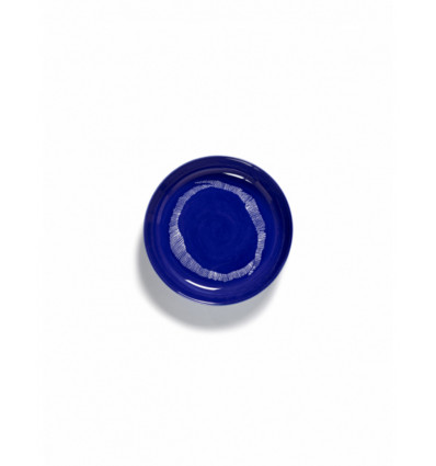 OTTOLENGHI Feast bord hoog - 22x4cm - lapis lazuli swirl stripes wit