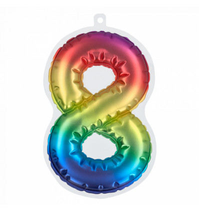Folieballon 20cm - nummer 8 - regenboog