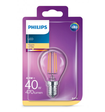 PHILIPS LED Lamp classic 40W P45 E14 WW CL ND 2SRT6 8718699777630