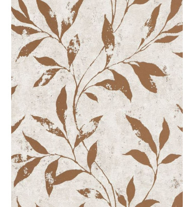 GRANDDECO Behangpapier Phoenix bladeren - beige/brons