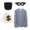 Verkleedset inbreker - Shirt L/XL, hoed, oogmasker en zak