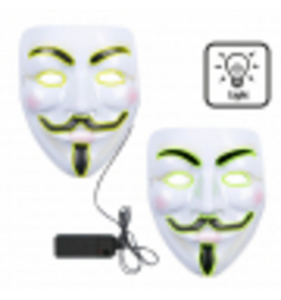 Masker wit mysterieus protest met LED verlichting