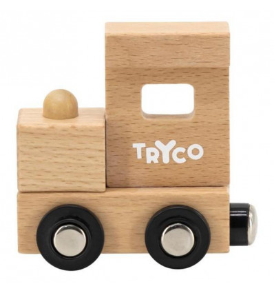 TRYCO Letter trein hout - locomotief - naturel