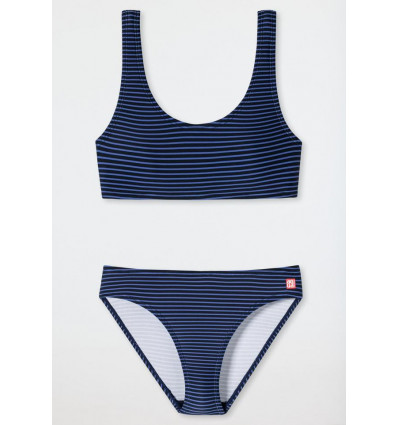 SCHIESSER bikini streep - d. blauw - 152