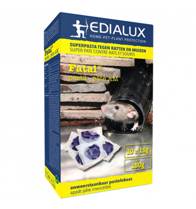 Fatal lokaas pasta AM 150 G (10X15g) tegen ratten en muizen Edialux