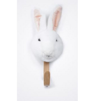Kapstok pluche dierenkop - wit konijn ( kledinghanger)
