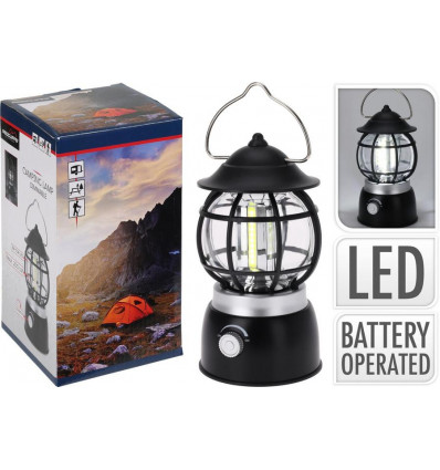 Campinglamp LED lantaarn - 10x19cm - zwart