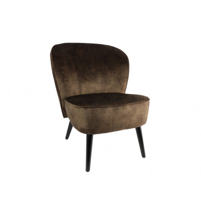 DENVER Cocktail fauteuil - fluweel bruin- 60x69.5x76cm - cocktail stoel