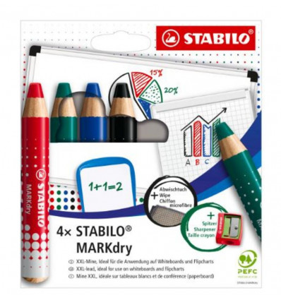 STABILO MARKdry ideaal voor whiteboard - 4 st