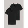 SCHIESSER Heren shirt KM V-hals 2stuks- zwart - 007