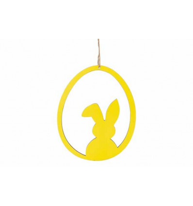 Paas ei hanger konijn - 16x20cm - geel