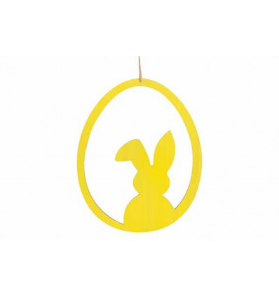 Paas ei hanger konijn - 24x30cm - geel