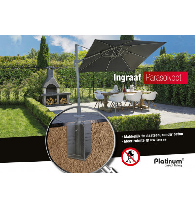 PLATINUM Inground base - zwart - ingraaf parasolvoet voor zweefparasols
