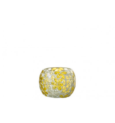 JLINE Theelichthouder bloemen - 10x6.5cm- zilver glas