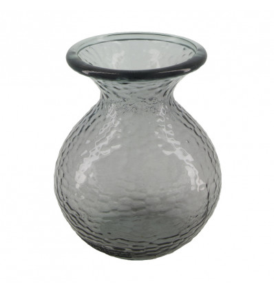 Vaas rond - 15x18.5cm - l.grijs recycled glas
