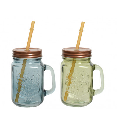 Waterkruik glas/ drinkbeker 13cm - ass. TU UC (prijs per stuk)