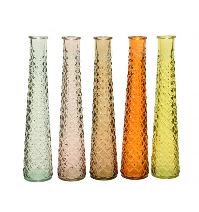 Vaas in recycled glas - 7x32cm - ass. TU UC (prijs per stuk)