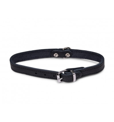 VADIGRAN Halsband zwart 37CM S geolied leder - hond