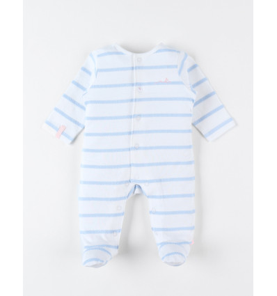 NOUKIES G Pyjama - streep l.blauw/ ecru- 0m
